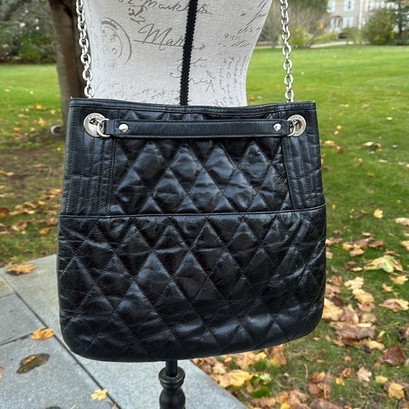 coach Poppy Quilted Black Leather Slim Tote - Picture 5 of 16